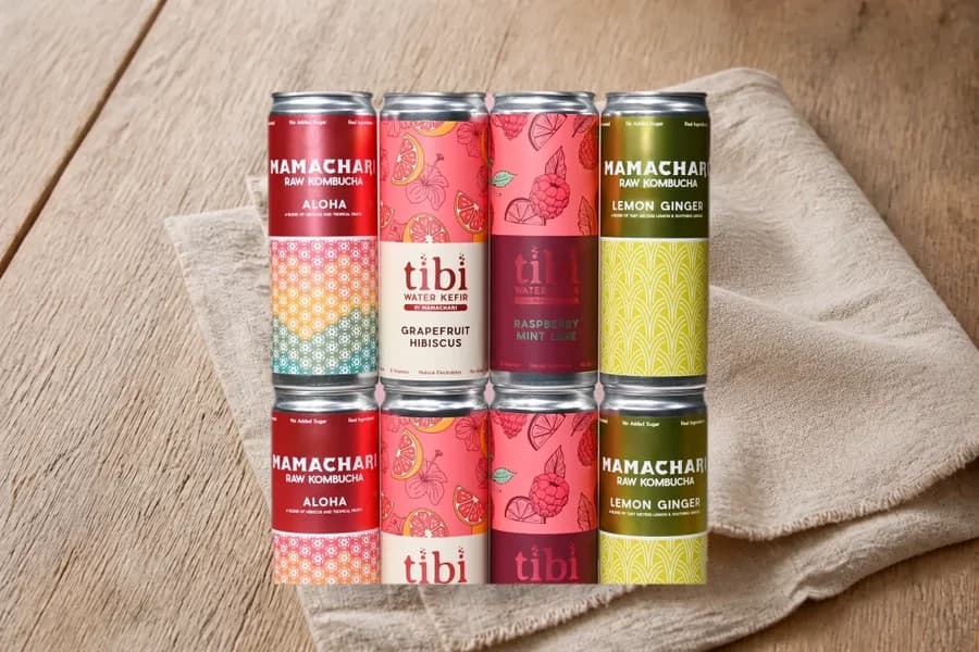 Water Kefir Soda 12-Can Case from Mamachari Kombucha